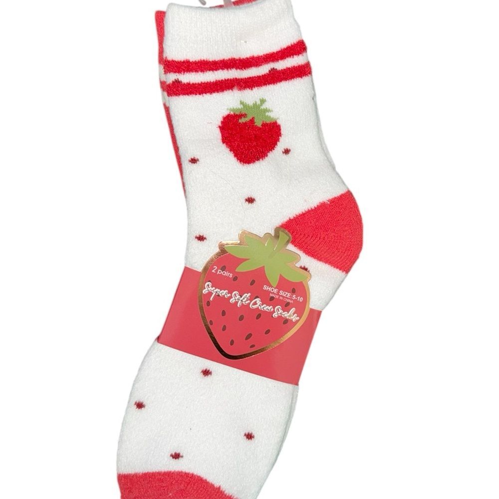 Strawberry Themed White and Red Socks